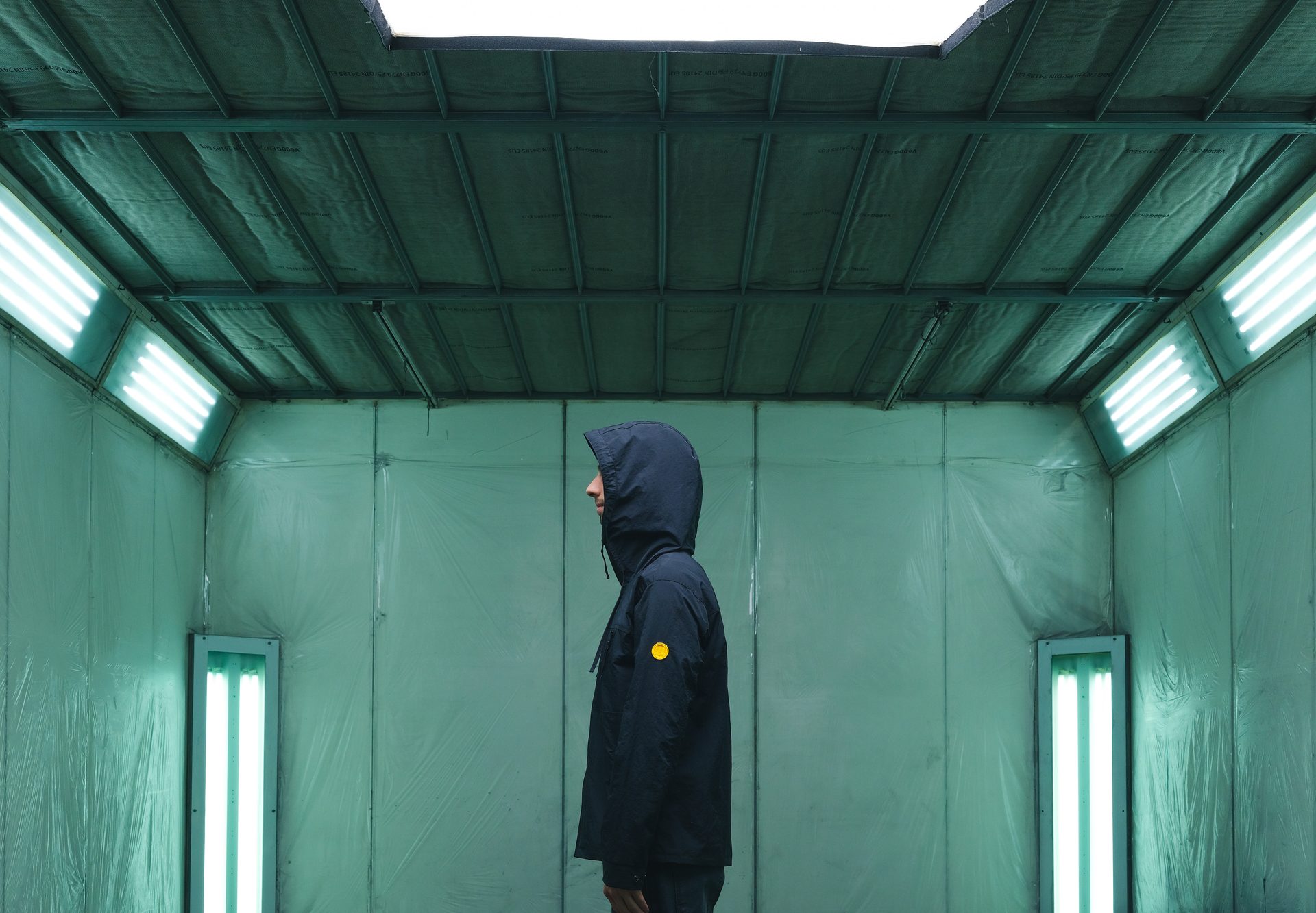 MYPRIDE S/S26 technical jacket in spray booth